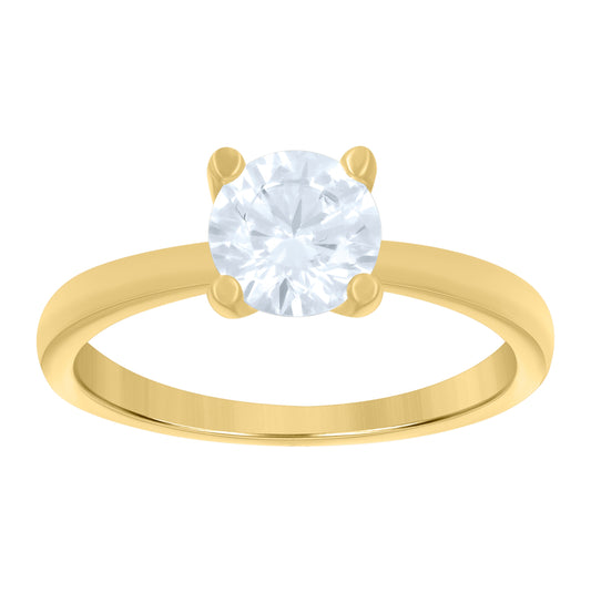 14K Yellow Gold Womens Cubic-Zirconia Engagement Ring