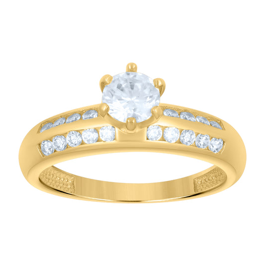 14K Yellow Gold Womens Cubic-Zirconia Engagement Ring