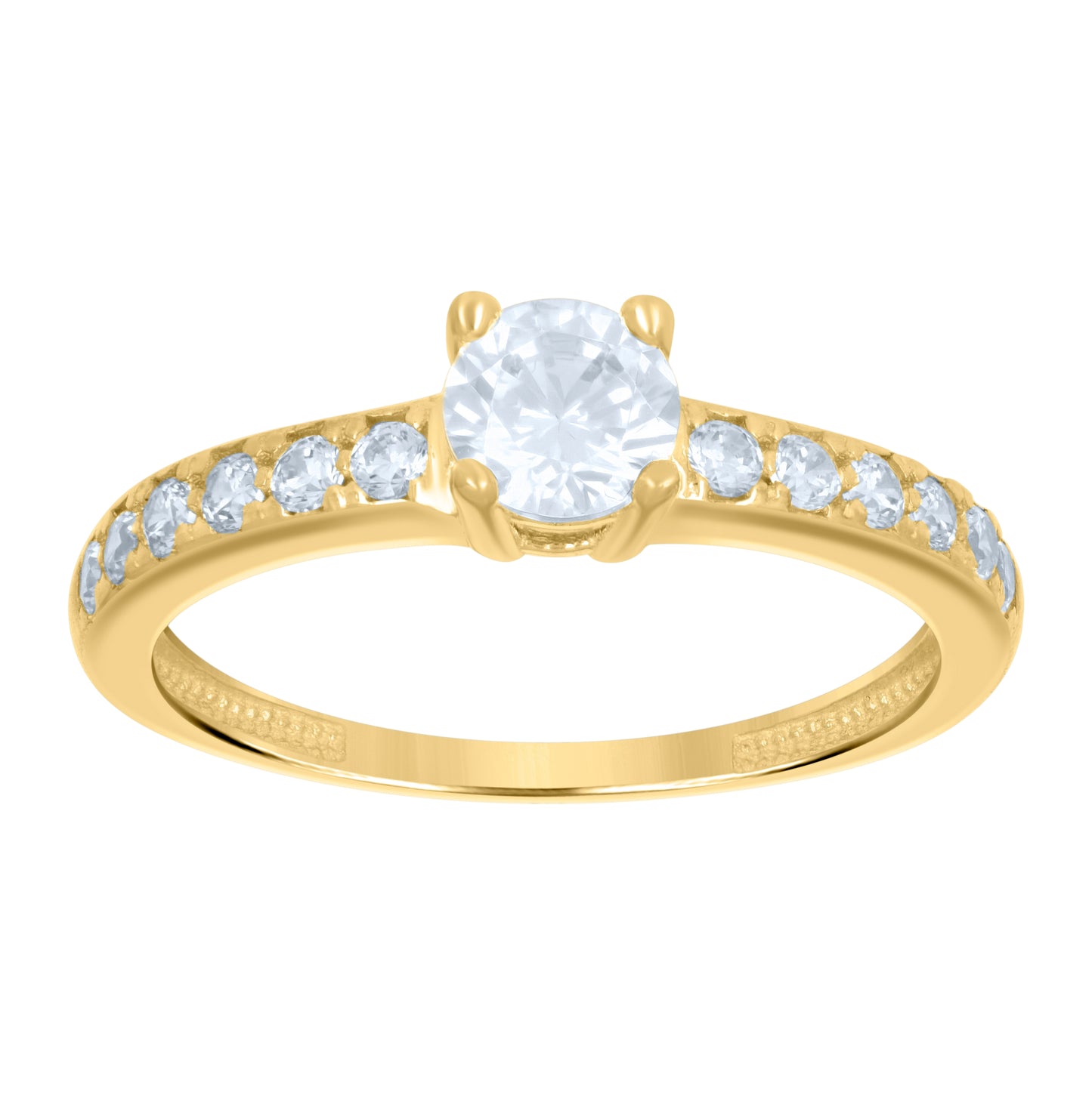 14K Yellow Gold Womens Cubic-Zirconia Engagement Ring