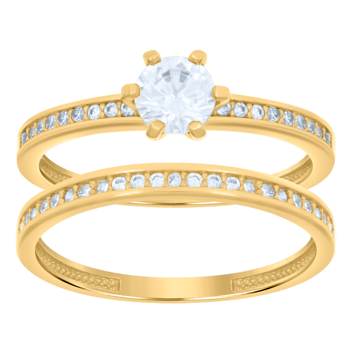 14K Yellow Gold Womens Cubic-Zirconia Duo Bridal Ring Set