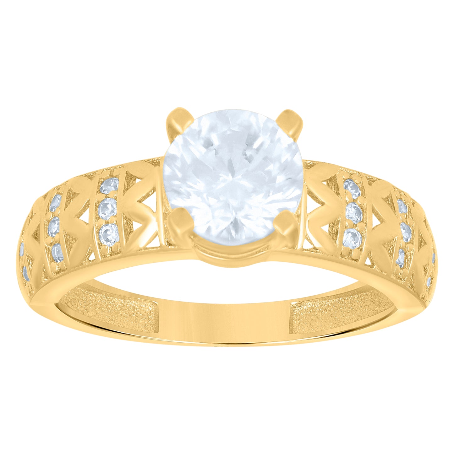 14K Yellow Gold Womens Cubic-Zirconia Duo Bridal Ring Set