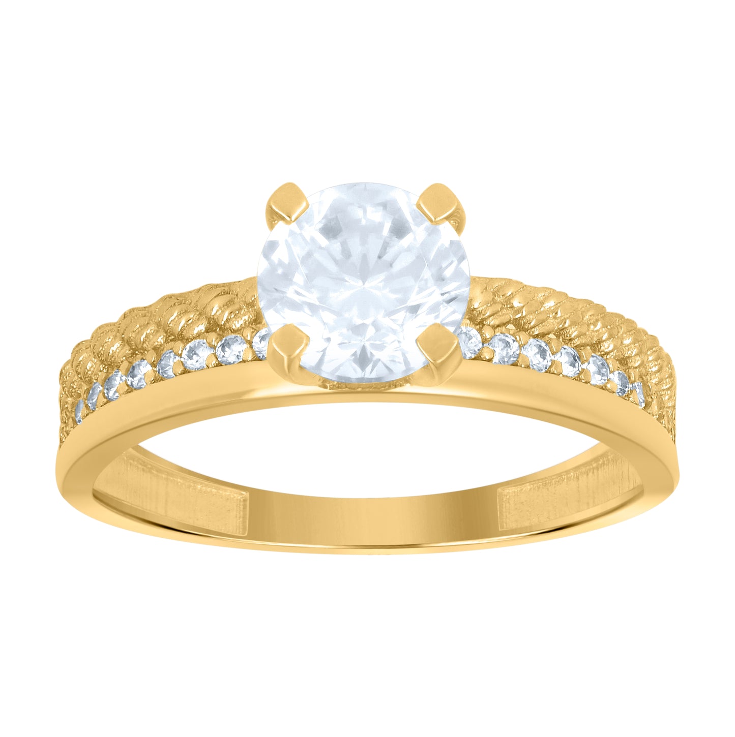 14K Yellow Gold Womens Cubic-Zirconia Duo Bridal Ring Set