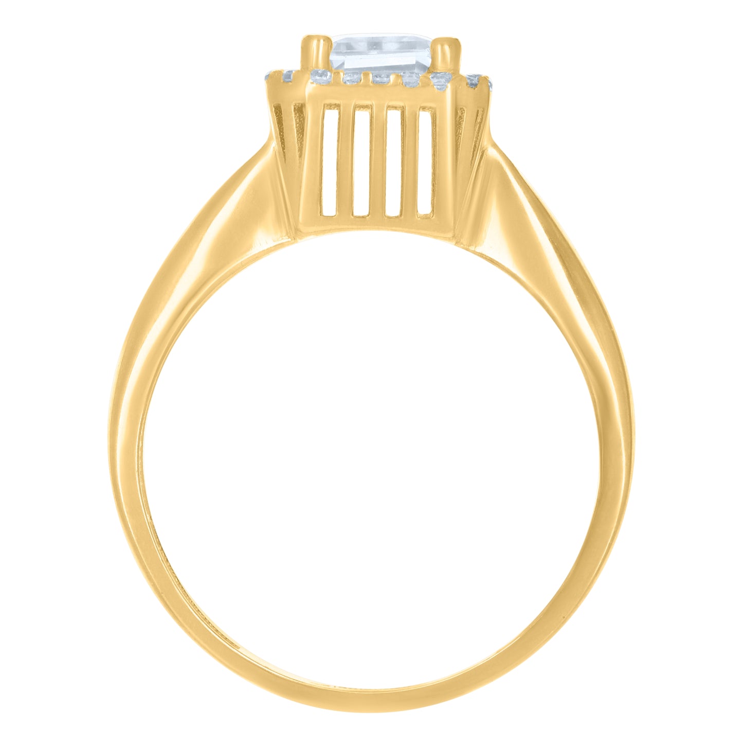 10K Yellow Gold Womens Cushion-Cut Round Cubic-Zirconia Engagement Ring