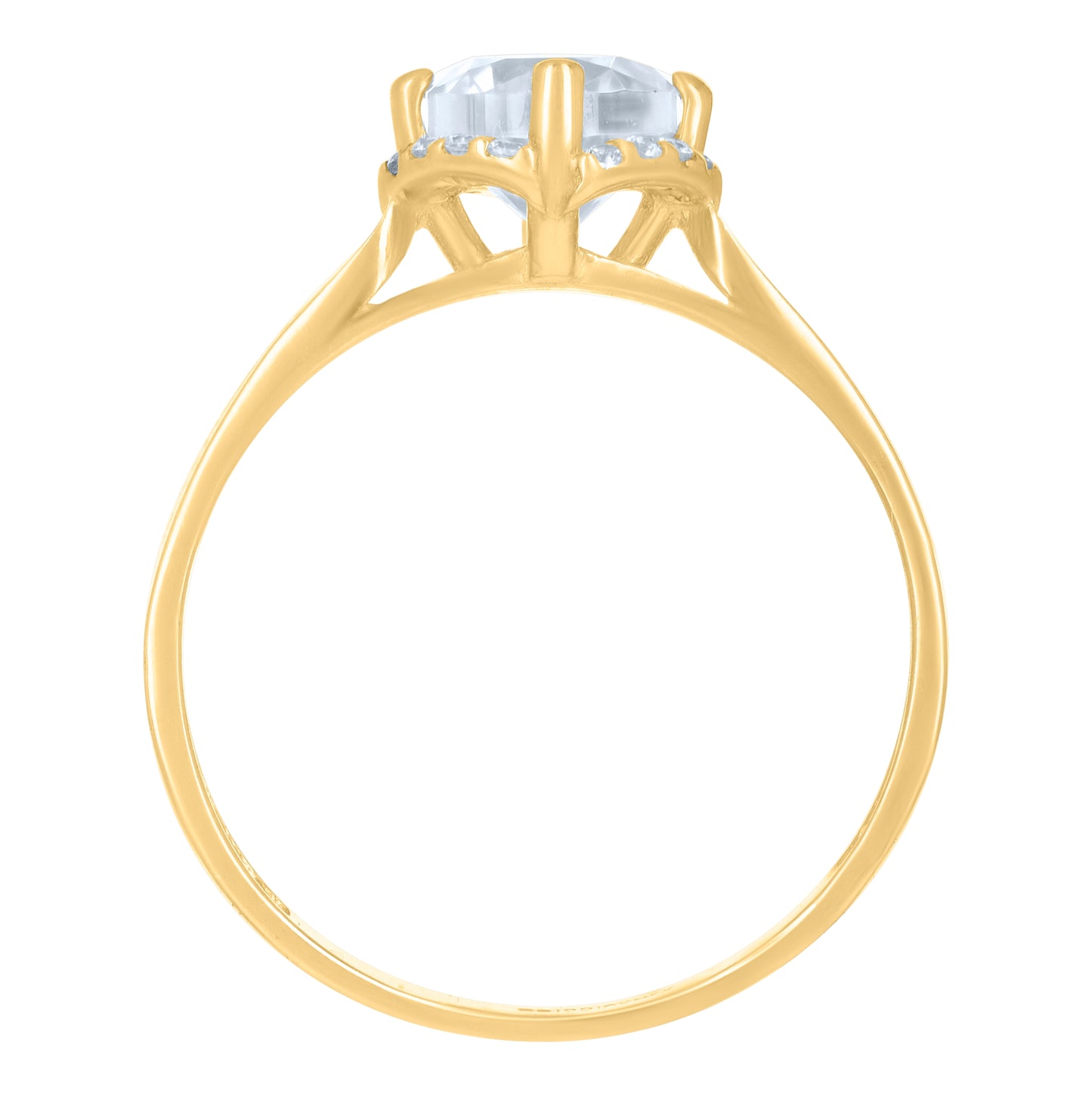 10K Yellow Gold Womens Cubic-Zirconia Engagement Ring