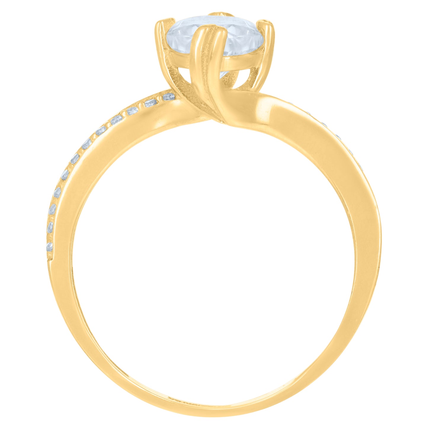 10K Yellow Gold Womens Cubic-Zirconia Engagement Ring
