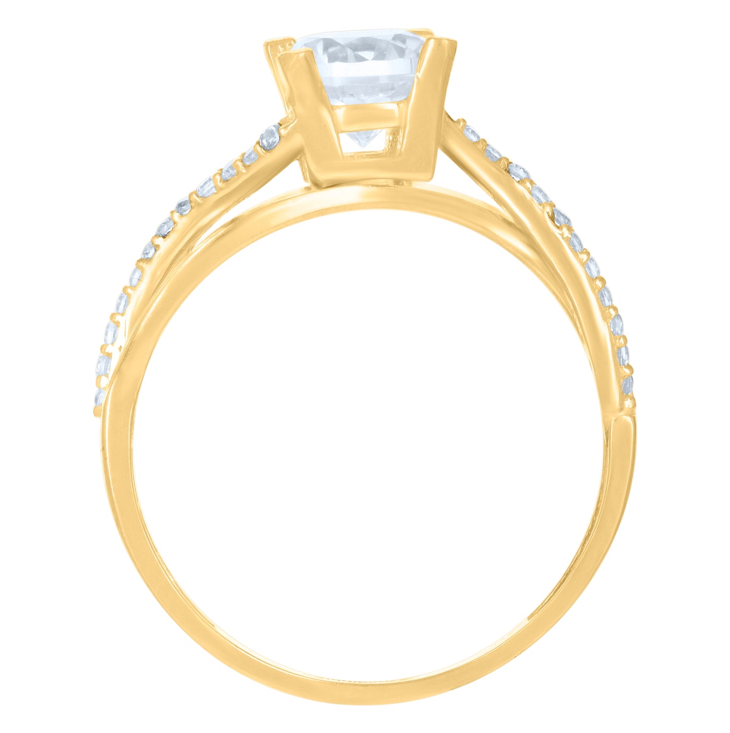 10K Yellow Gold Womens Cubic-Zirconia Fashion Ring