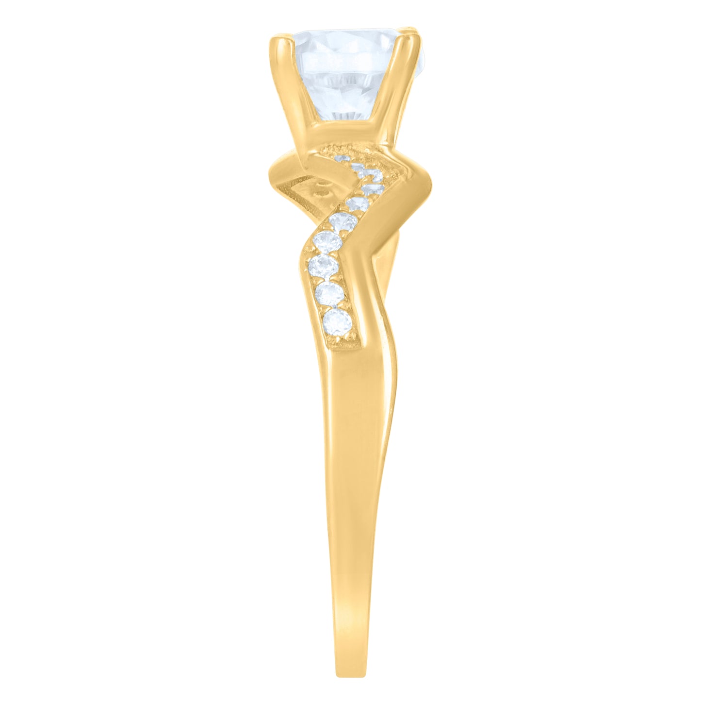 10K Yellow Gold Womens Cubic-Zirconia Fashion Ring