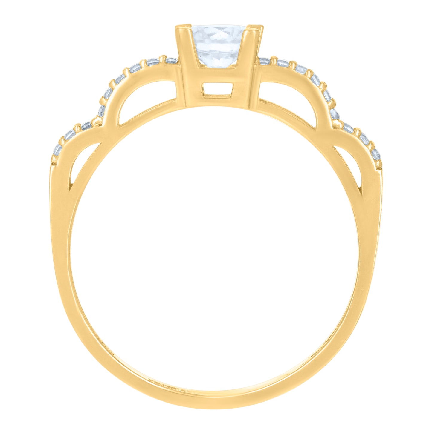 10K Yellow Gold Womens Cubic-Zirconia Fashion Ring