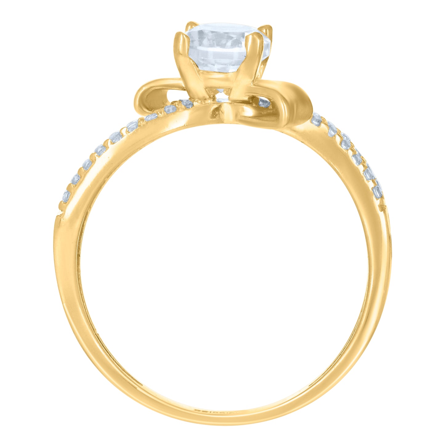 10K Yellow Gold Womens Cubic-Zirconia Bow Fashion Ring