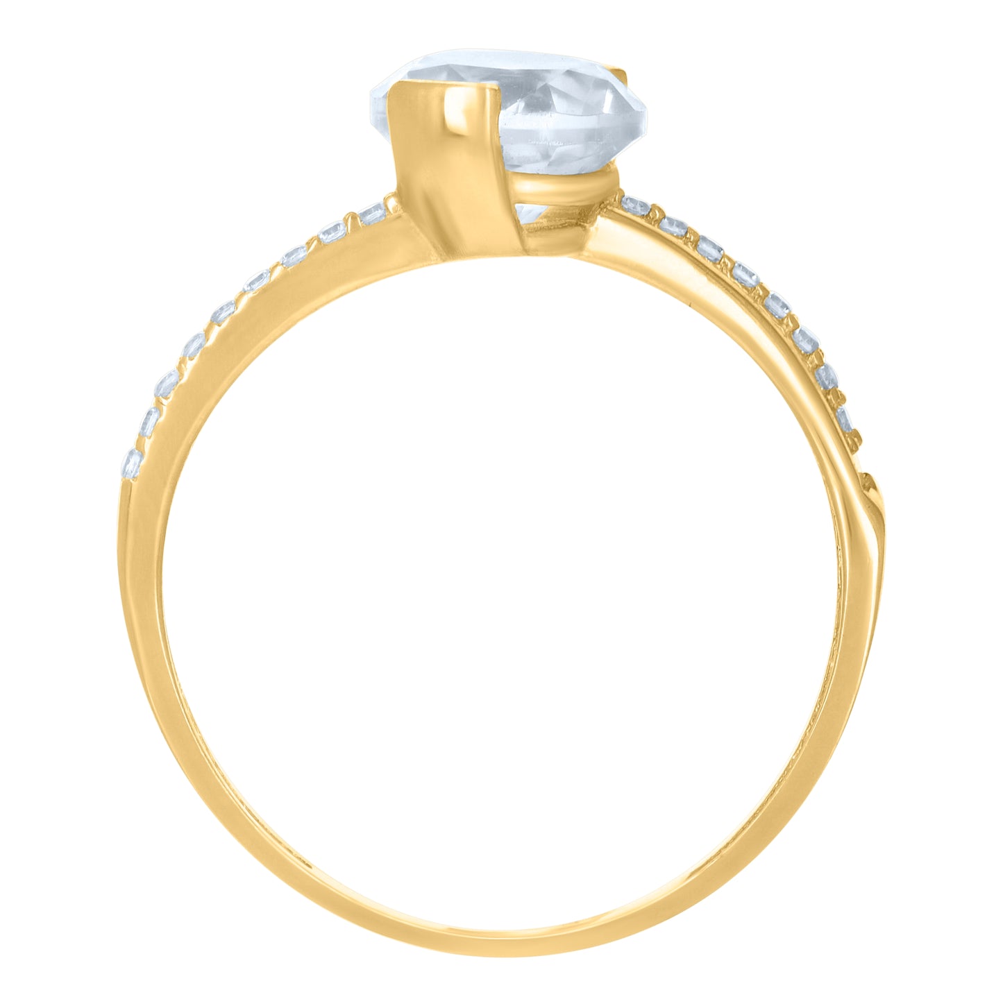 10K Yellow Gold Womens Cubic-Zirconia Fashion Ring