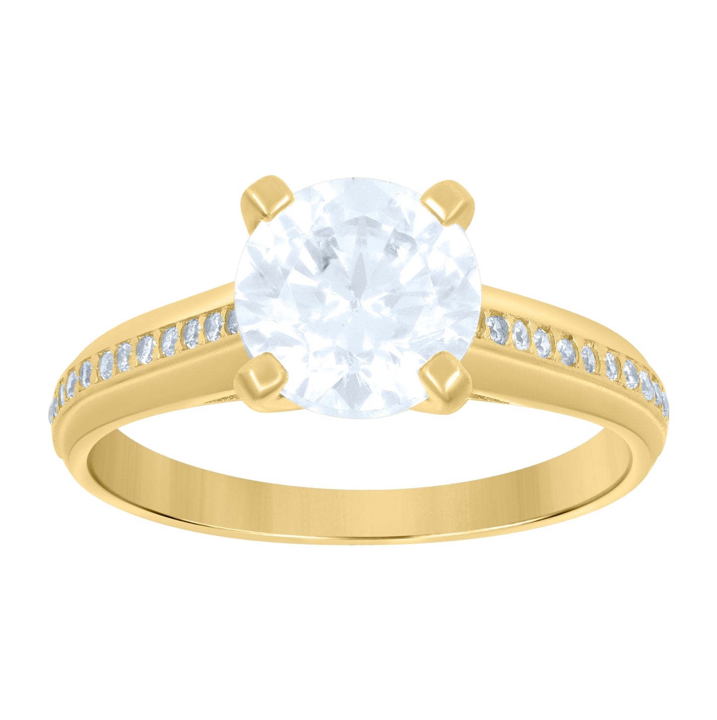 10K Yellow Gold Womens Cubic-Zirconia Engagement Ring