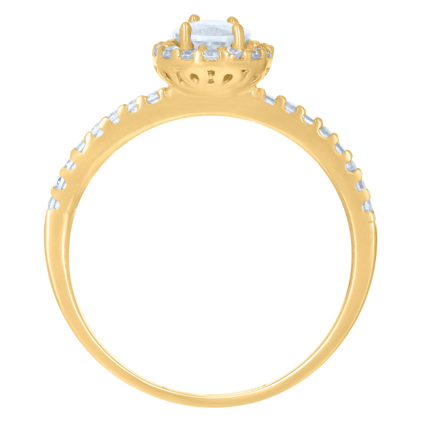 10K Yellow Gold Womens Cubic-Zirconia Engagement Ring