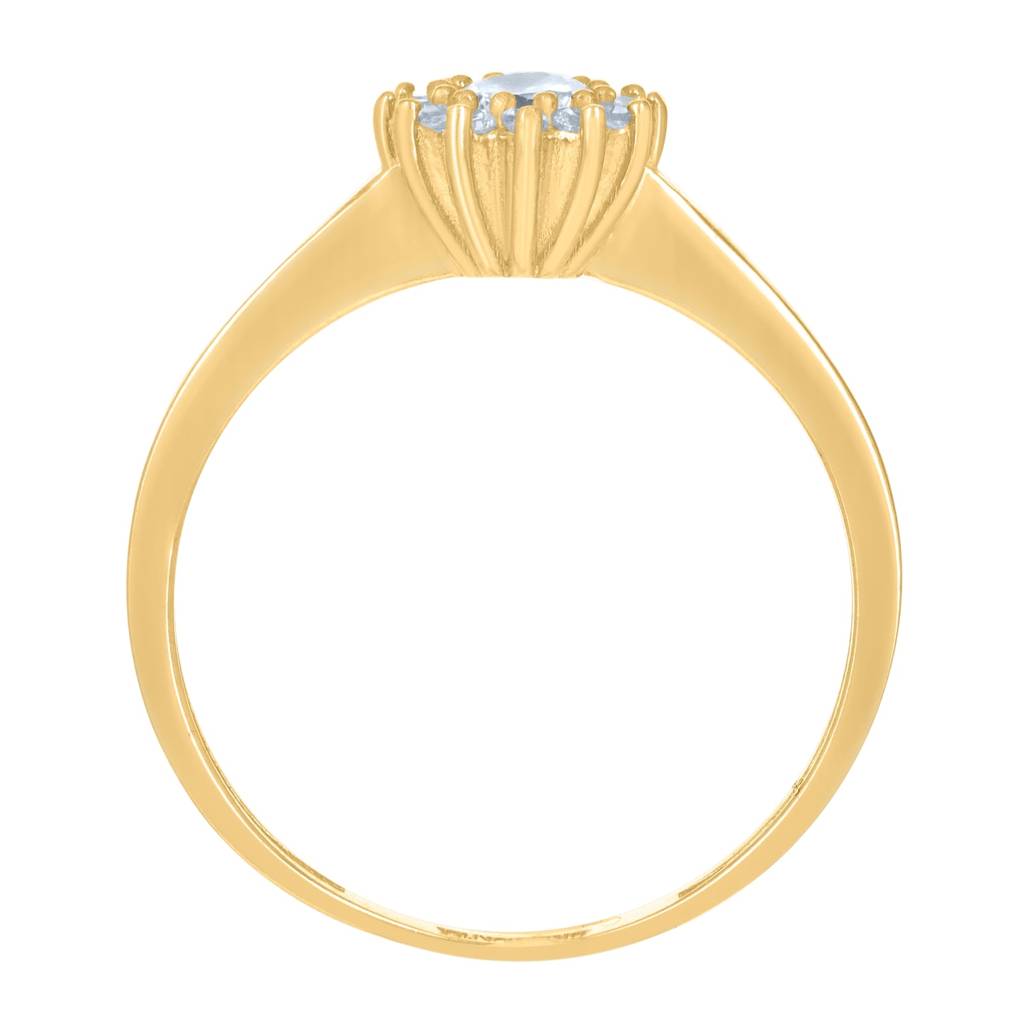 10K Yellow Gold Womens Pear Round Cubic-Zirconia Tear Drop Engagement Ring
