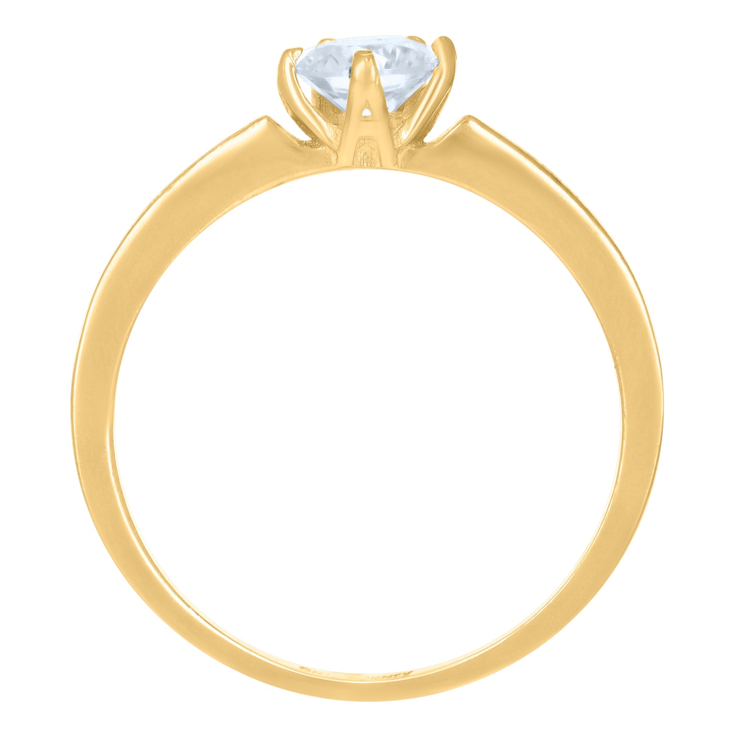 10K Yellow Gold Womens Cubic-Zirconia Flower Engagement Ring