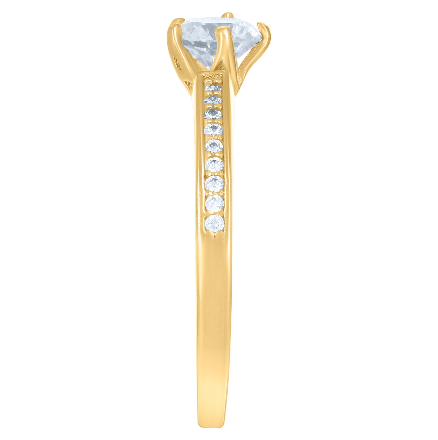 10K Yellow Gold Womens Cubic-Zirconia Flower Engagement Ring