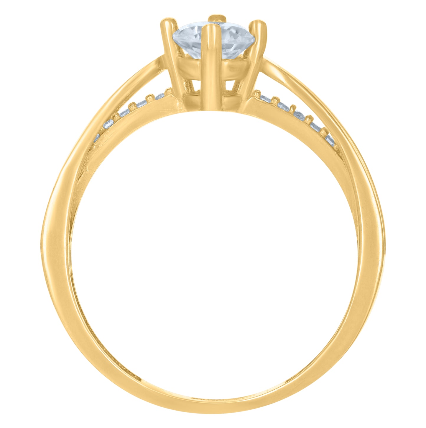 10K Yellow Gold Womens Cubic-Zirconia Engagement Ring