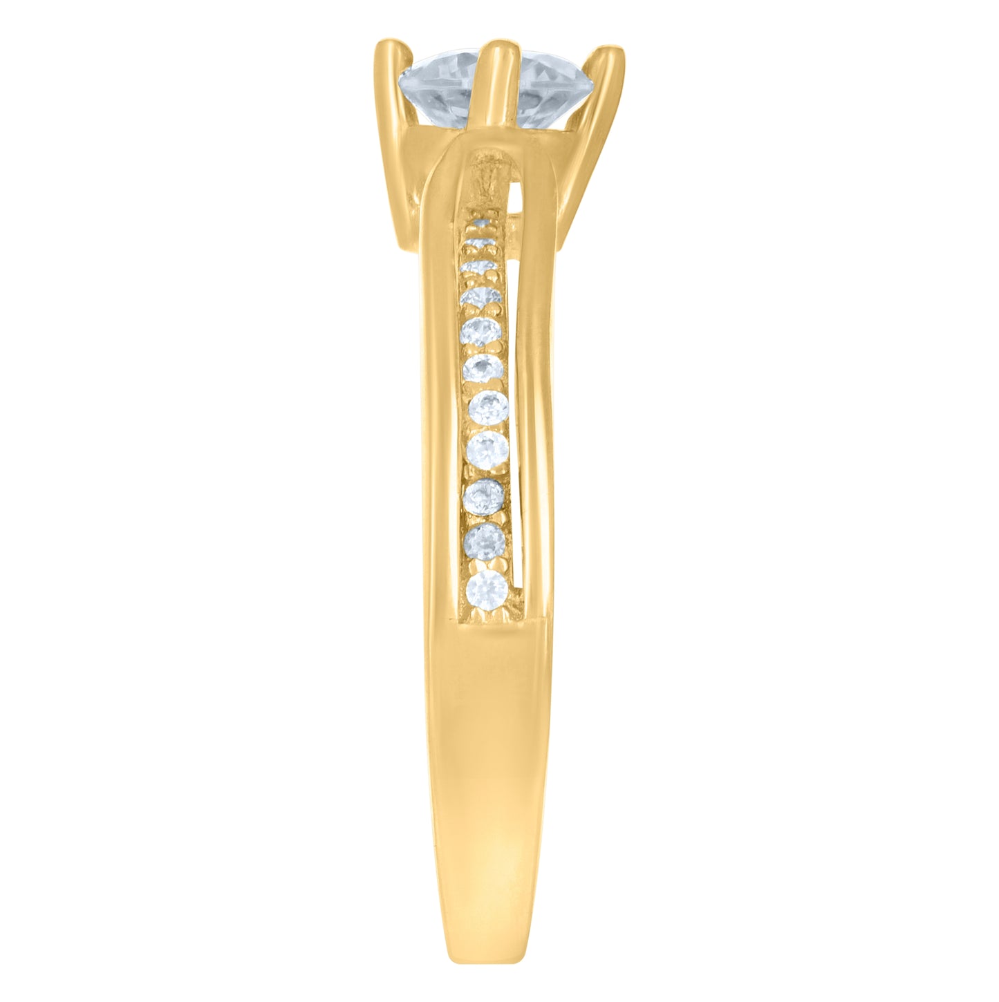 10K Yellow Gold Womens Cubic-Zirconia Engagement Ring