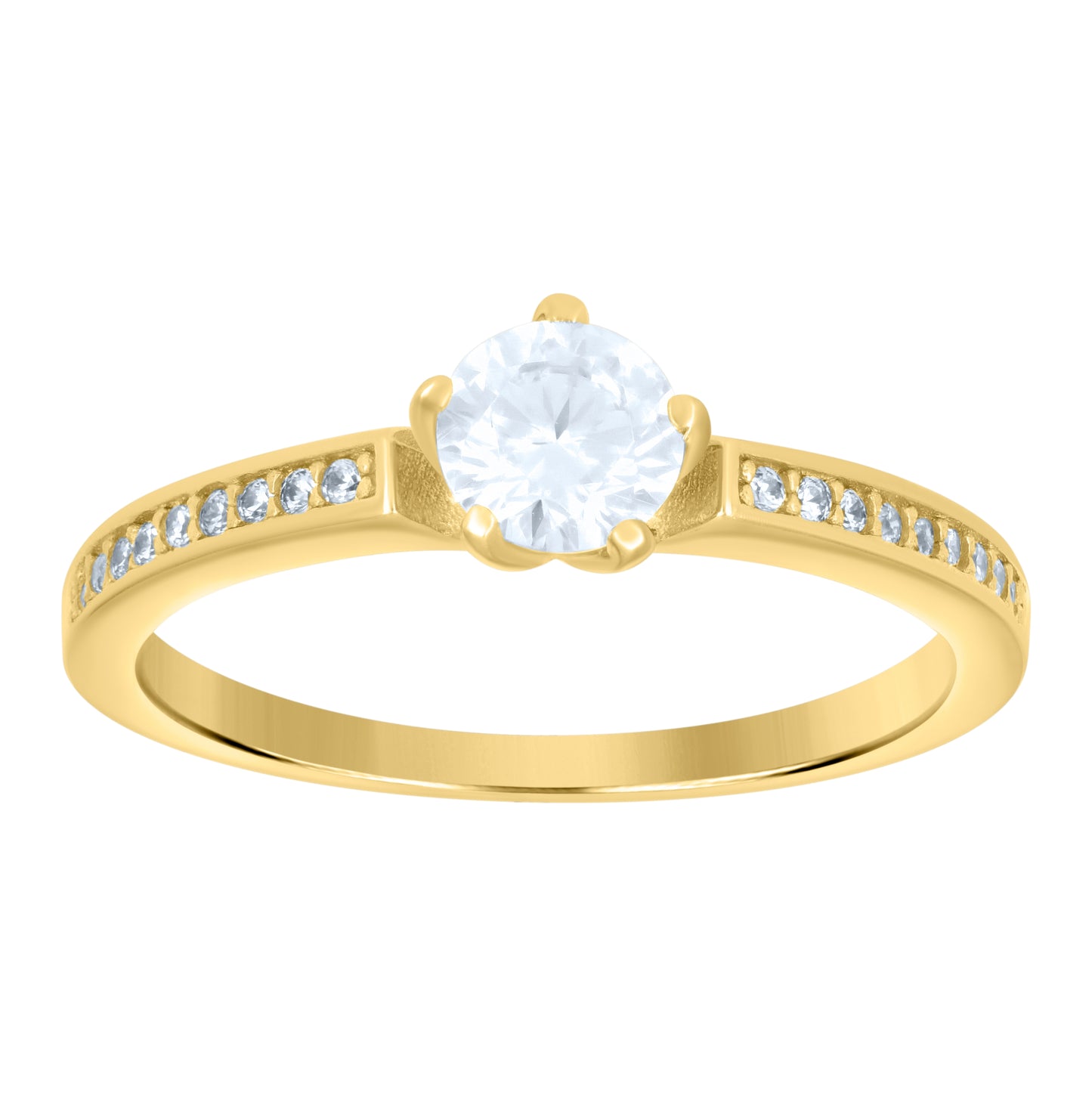 10K Yellow Gold Womens Cubic-Zirconia Engagement Ring
