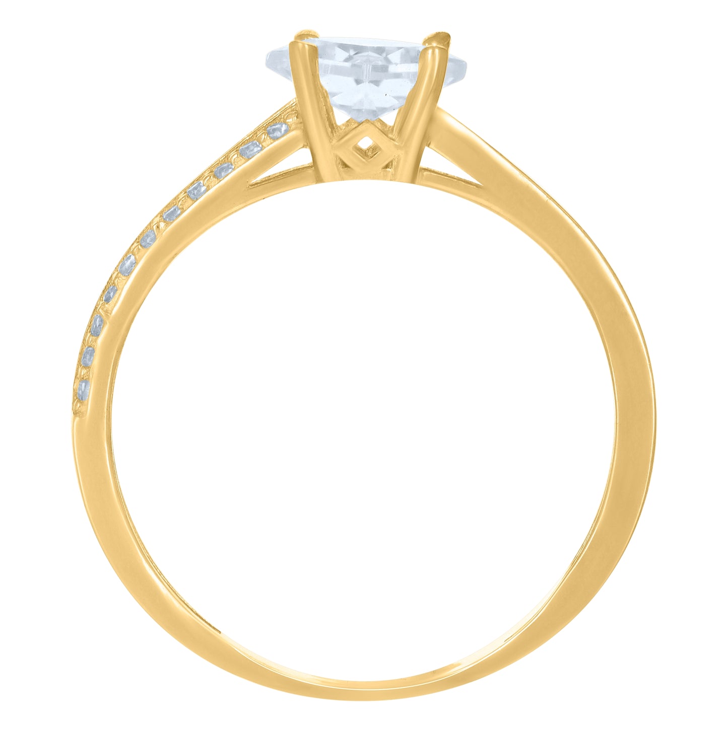 10K Yellow Gold Womens Cubic-Zirconia Engagement Ring