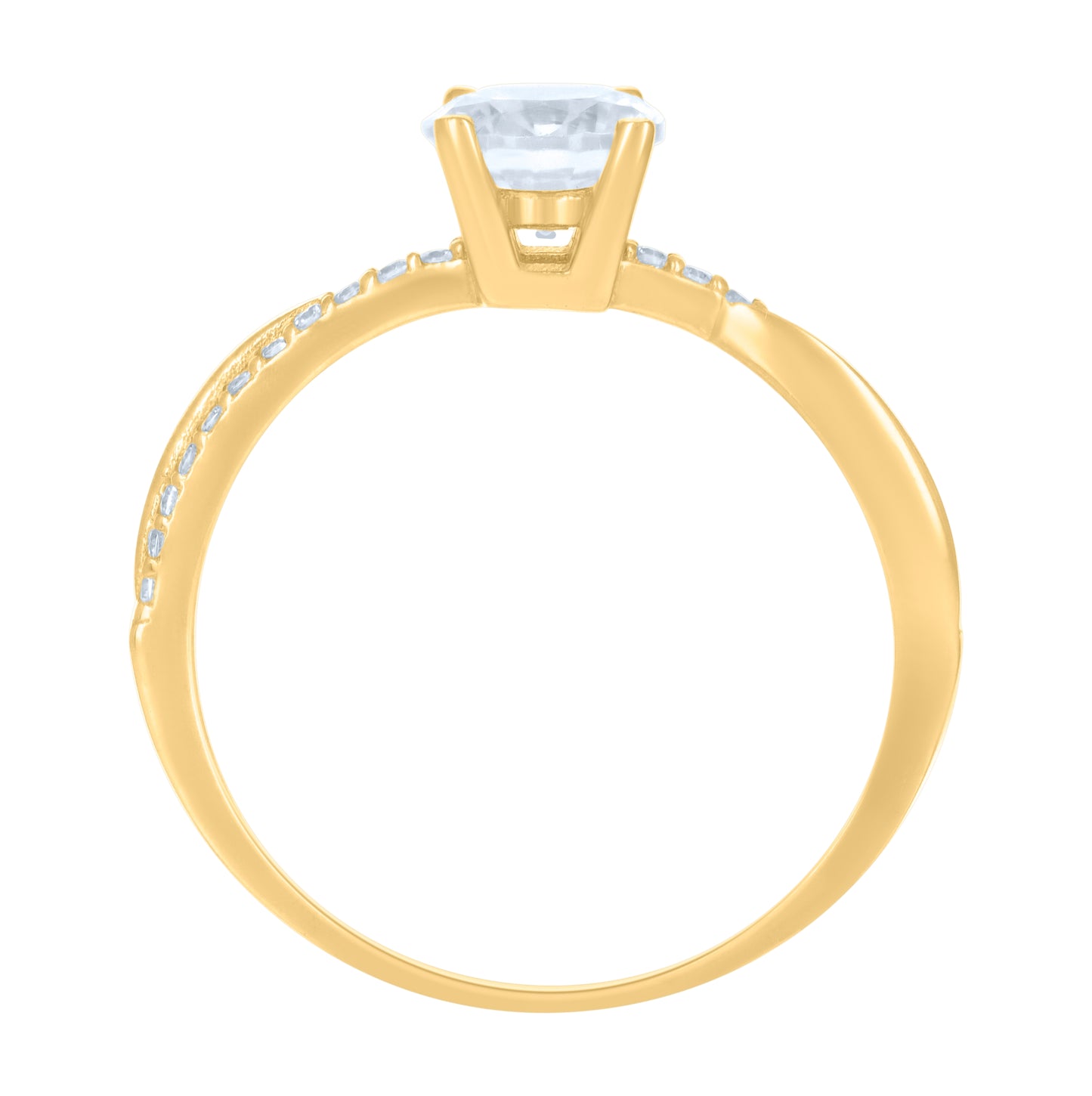 10K Yellow Gold Womens Cubic-Zirconia Engagement Ring