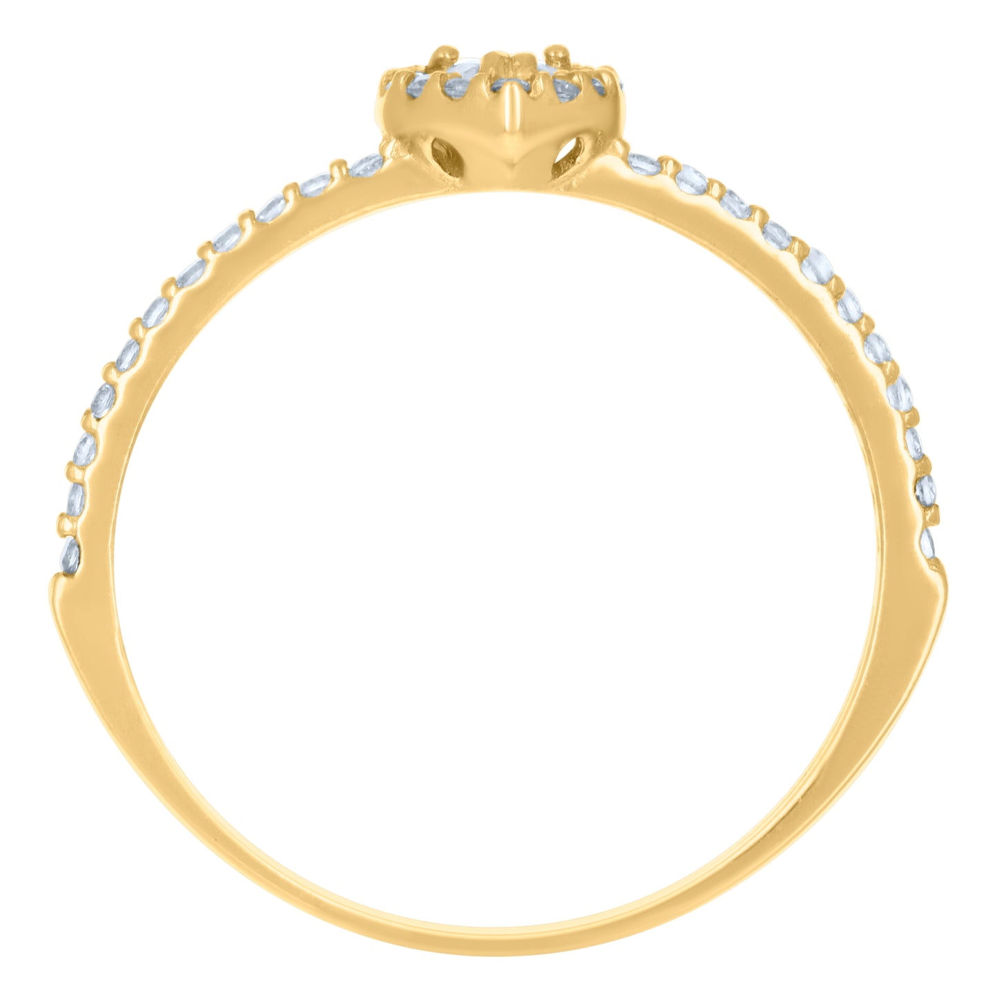10K Yellow Gold Womens Heart Round Cubic-Zirconia Heart Engagement Ring