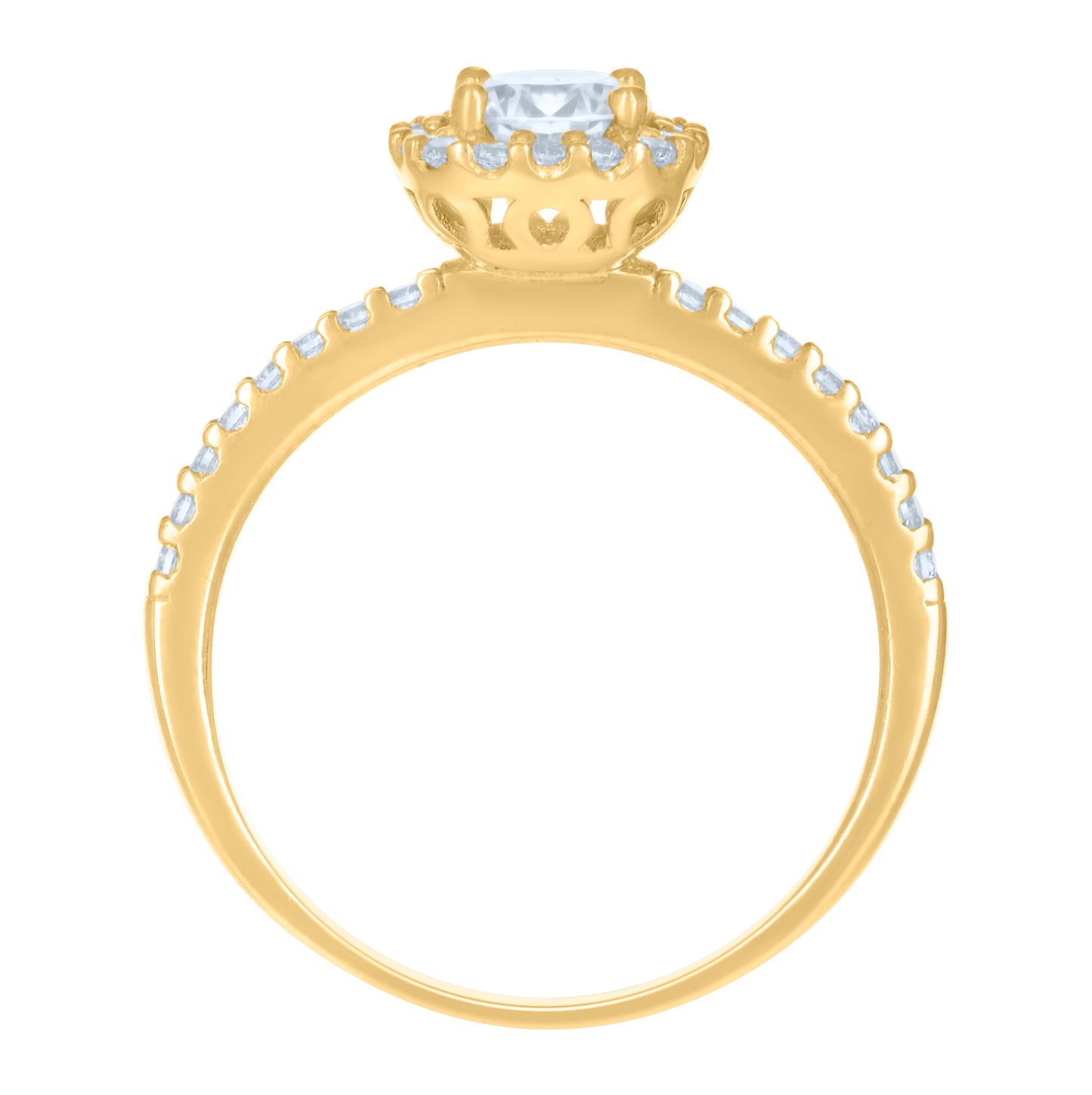 10K Yellow Gold Womens Cubic-Zirconia Engagement Ring