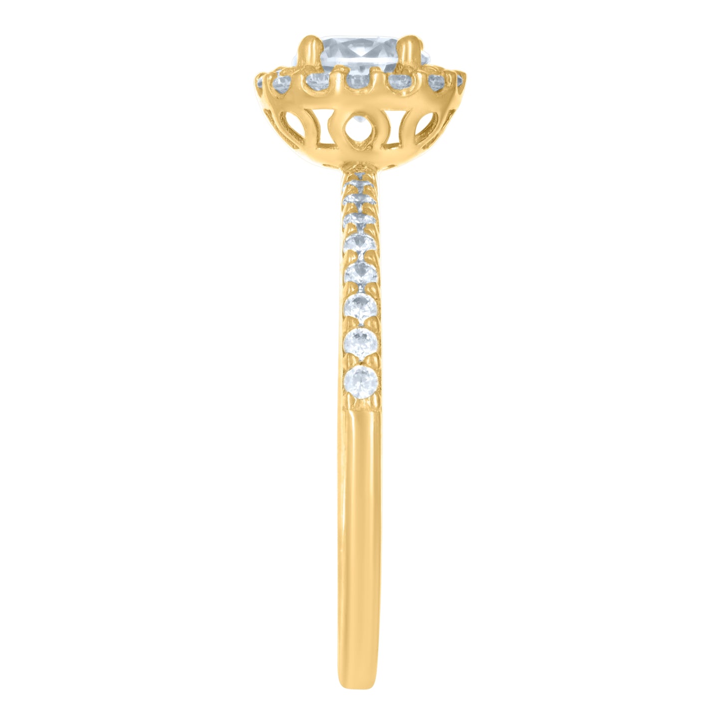 10K Yellow Gold Womens Cubic-Zirconia Engagement Ring