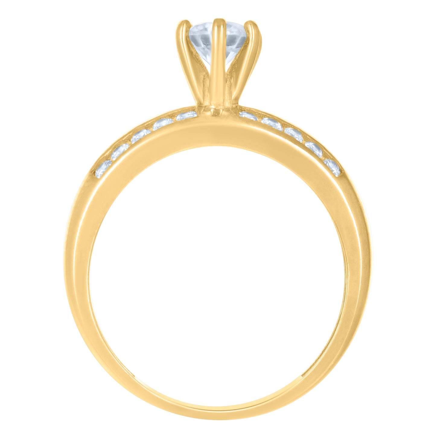 10K Yellow Gold Womens Cubic-Zirconia Engagement Ring