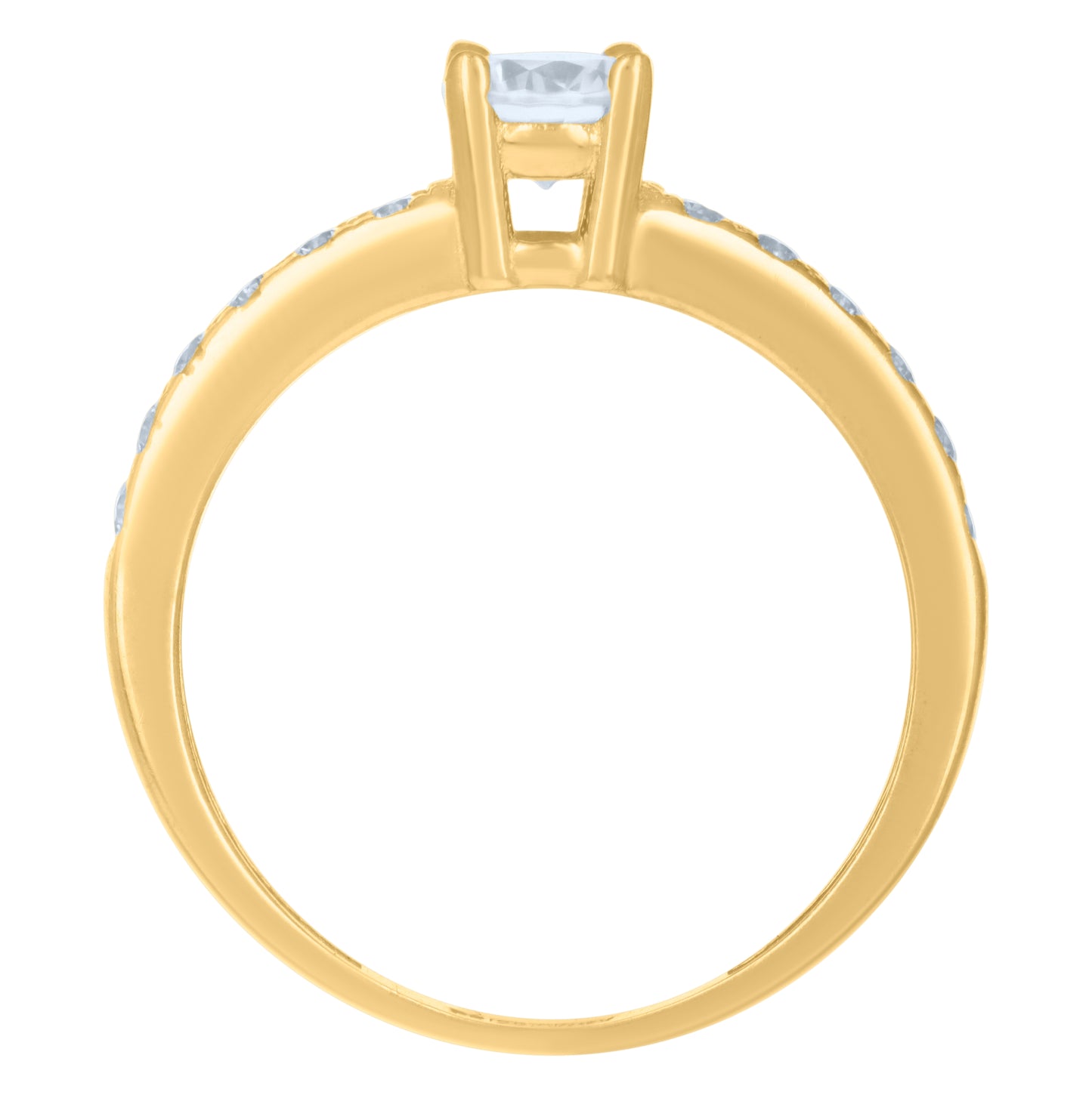 10K Yellow Gold Womens Cubic-Zirconia Engagement Ring