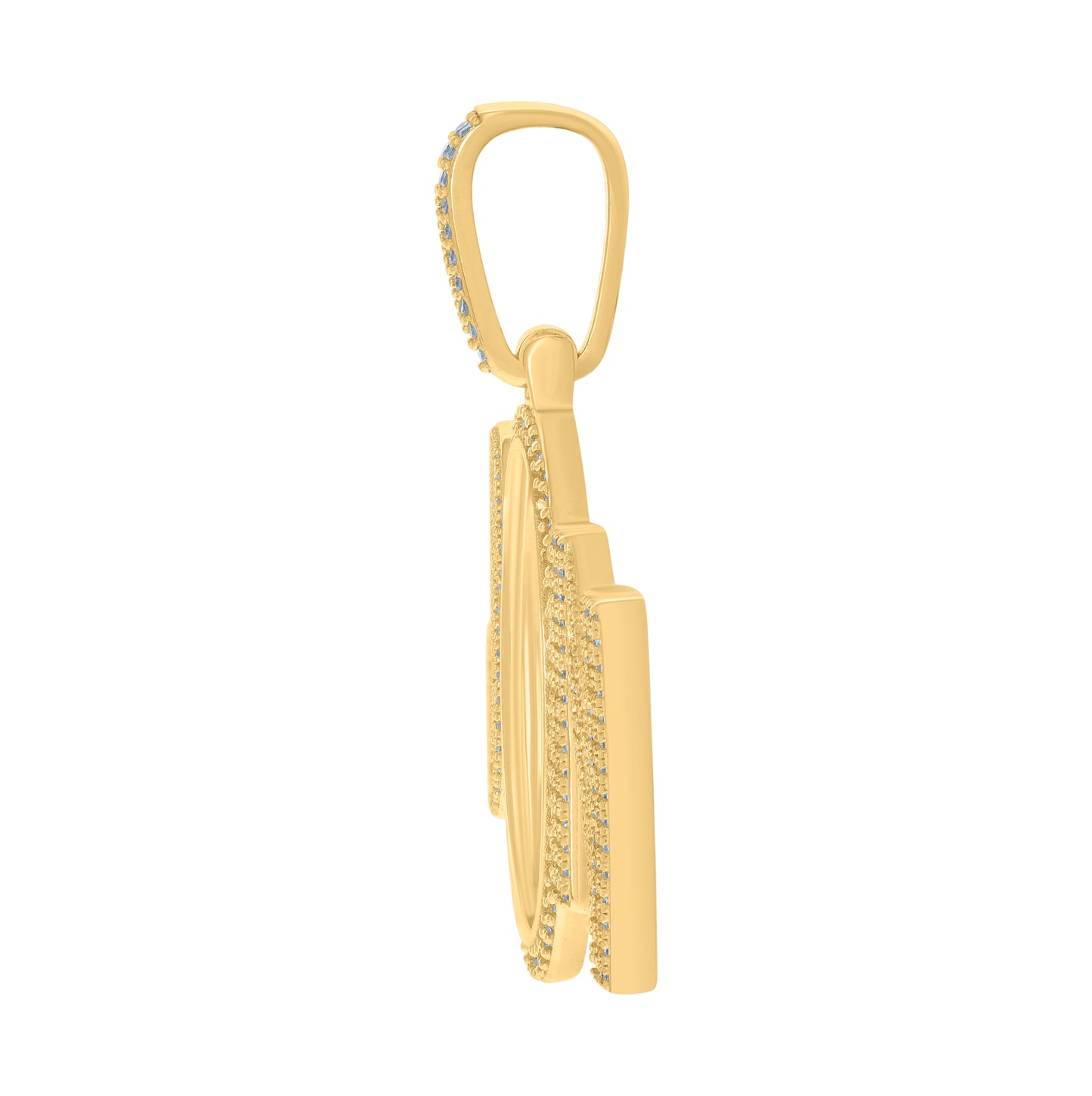Sterling Silver Or Yellow-Tone Mens Baguette Round Cubic-Zirconia SN Fashion Picture Frame Charm Pendant