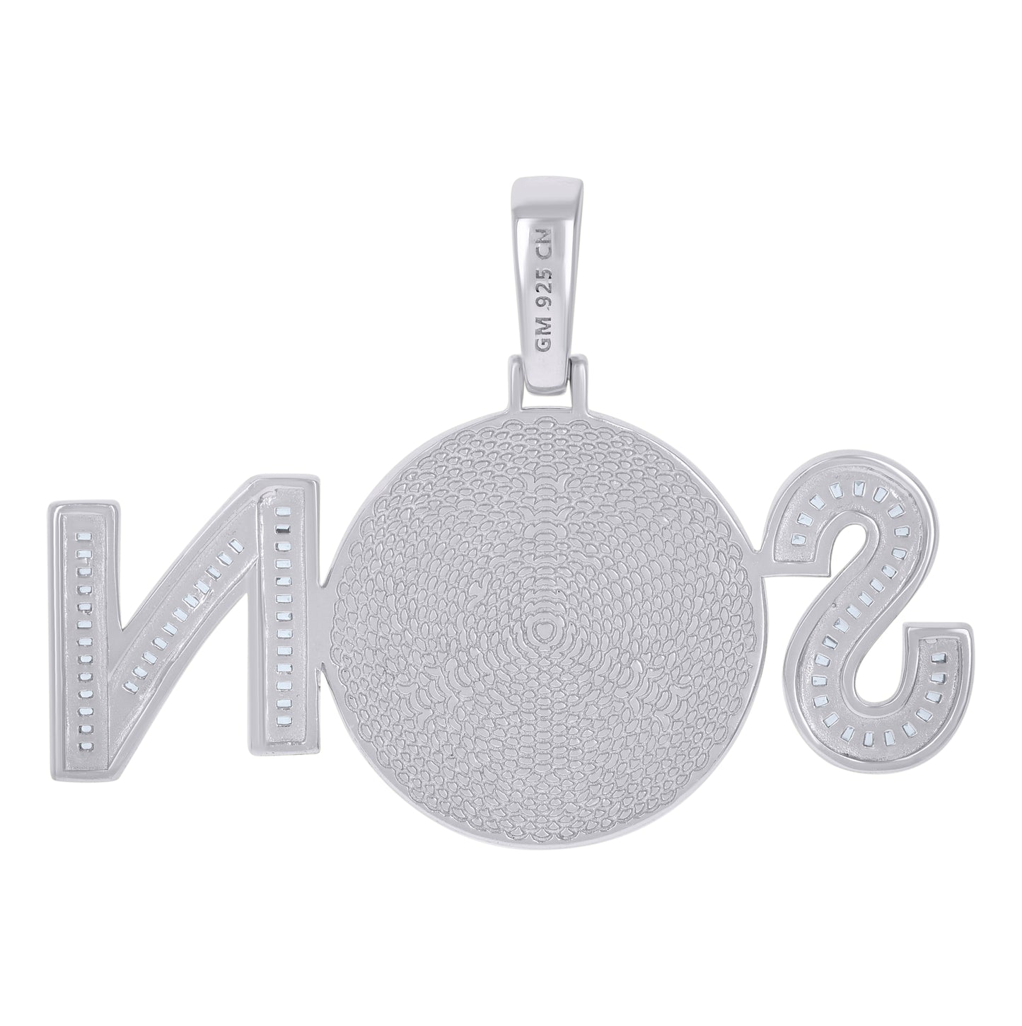 Sterling Silver Or Yellow-Tone Mens Baguette Round Cubic-Zirconia SN Fashion Picture Frame Charm Pendant
