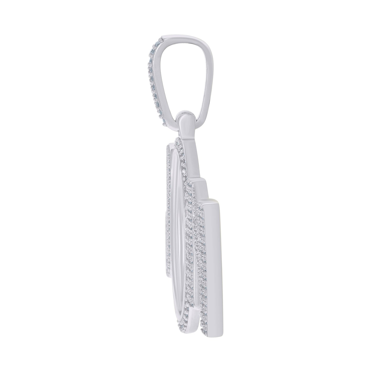 Sterling Silver Or Yellow-Tone Mens Baguette Round Cubic-Zirconia SN Fashion Picture Frame Charm Pendant