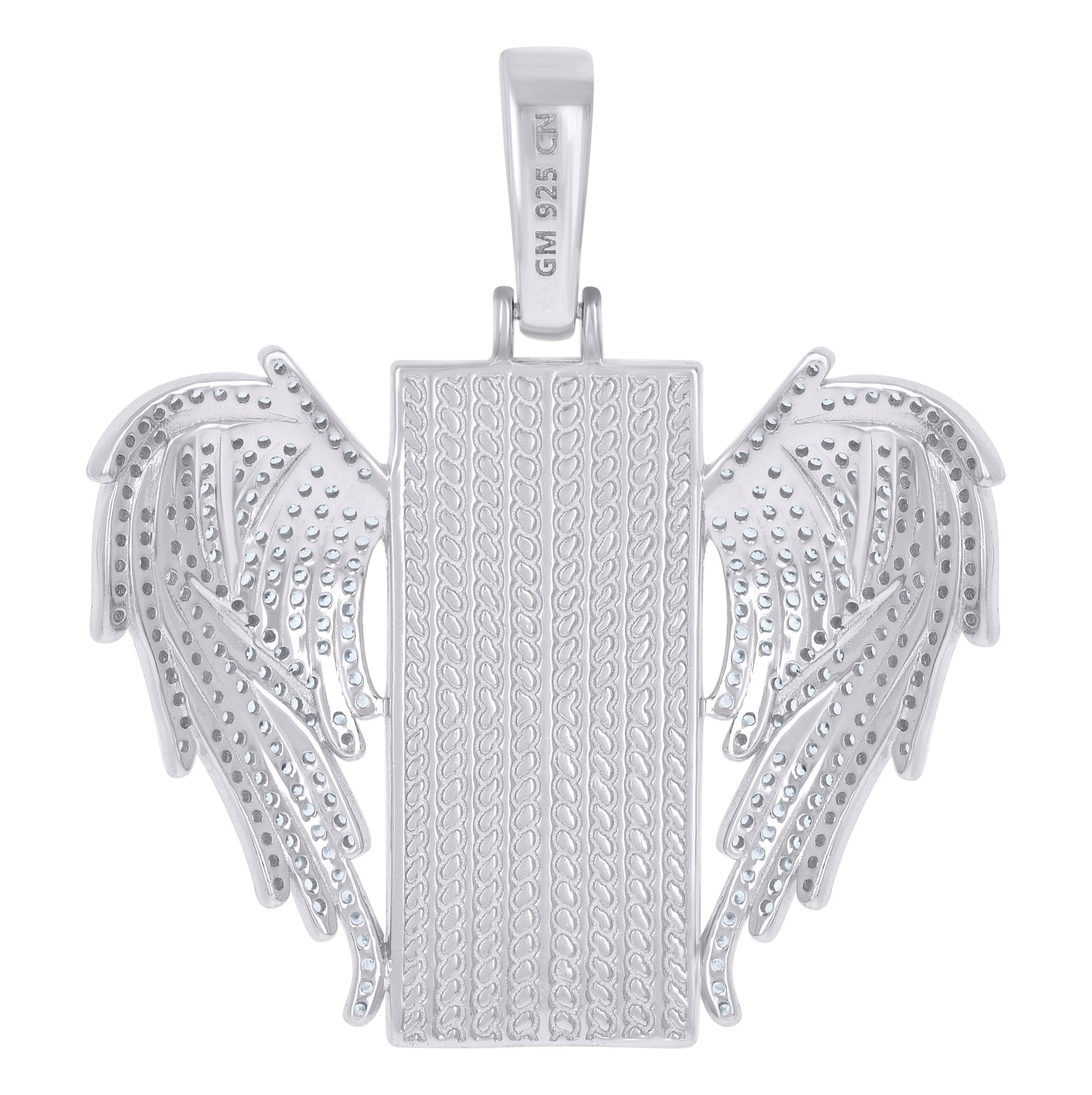 Sterling Silver Or Yellow-Tone Mens Cubic-Zirconia Flying Dog Tag Fashion Picture Frame Charm Pendant