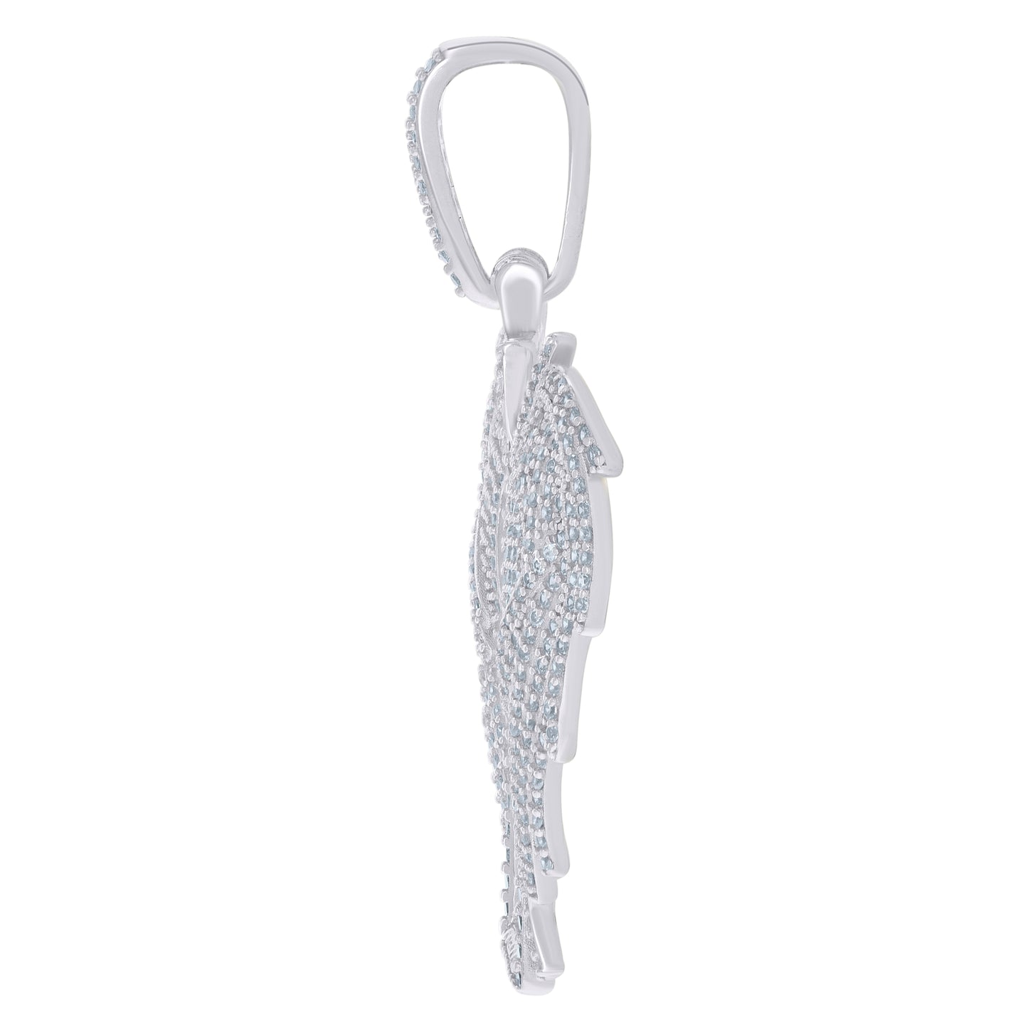 Sterling Silver Or Yellow-Tone Mens Cubic-Zirconia Flying Dog Tag Fashion Picture Frame Charm Pendant