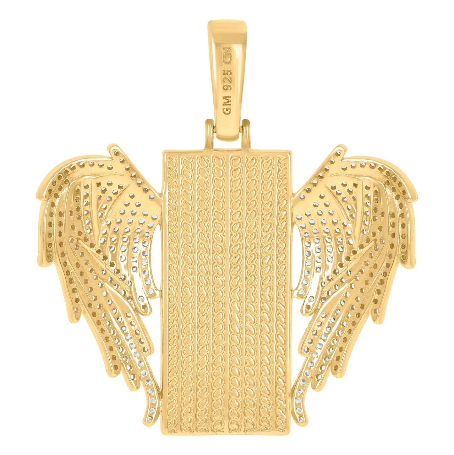 Sterling Silver Or Yellow-Tone Mens Cubic-Zirconia Flying Dog Tag Fashion Picture Frame Charm Pendant