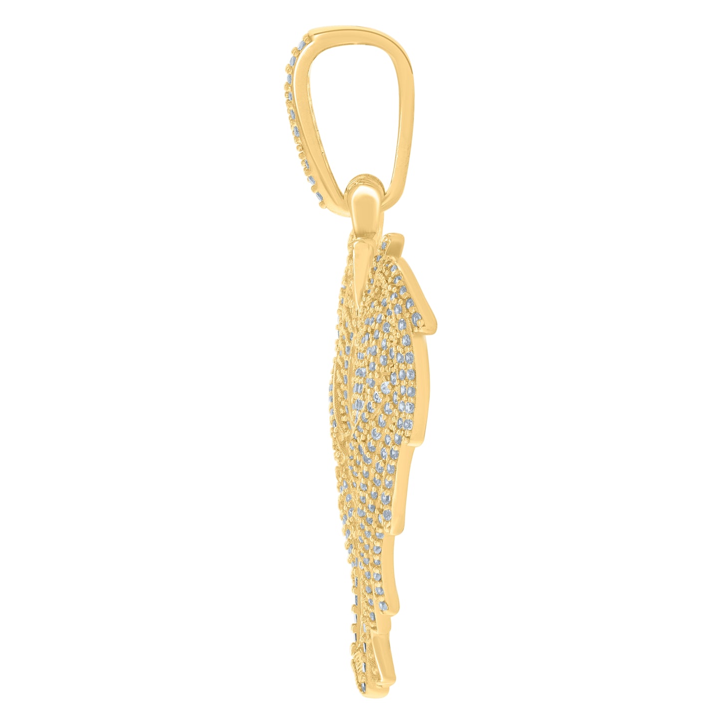 Sterling Silver Or Yellow-Tone Mens Cubic-Zirconia Flying Dog Tag Fashion Picture Frame Charm Pendant