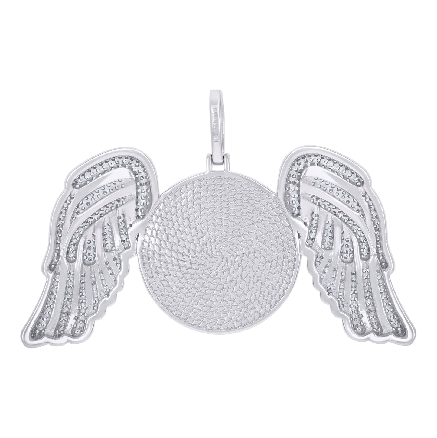 Sterling Silver Mens Cubic-Zirconia Flying Picture Frame Charm Pendant