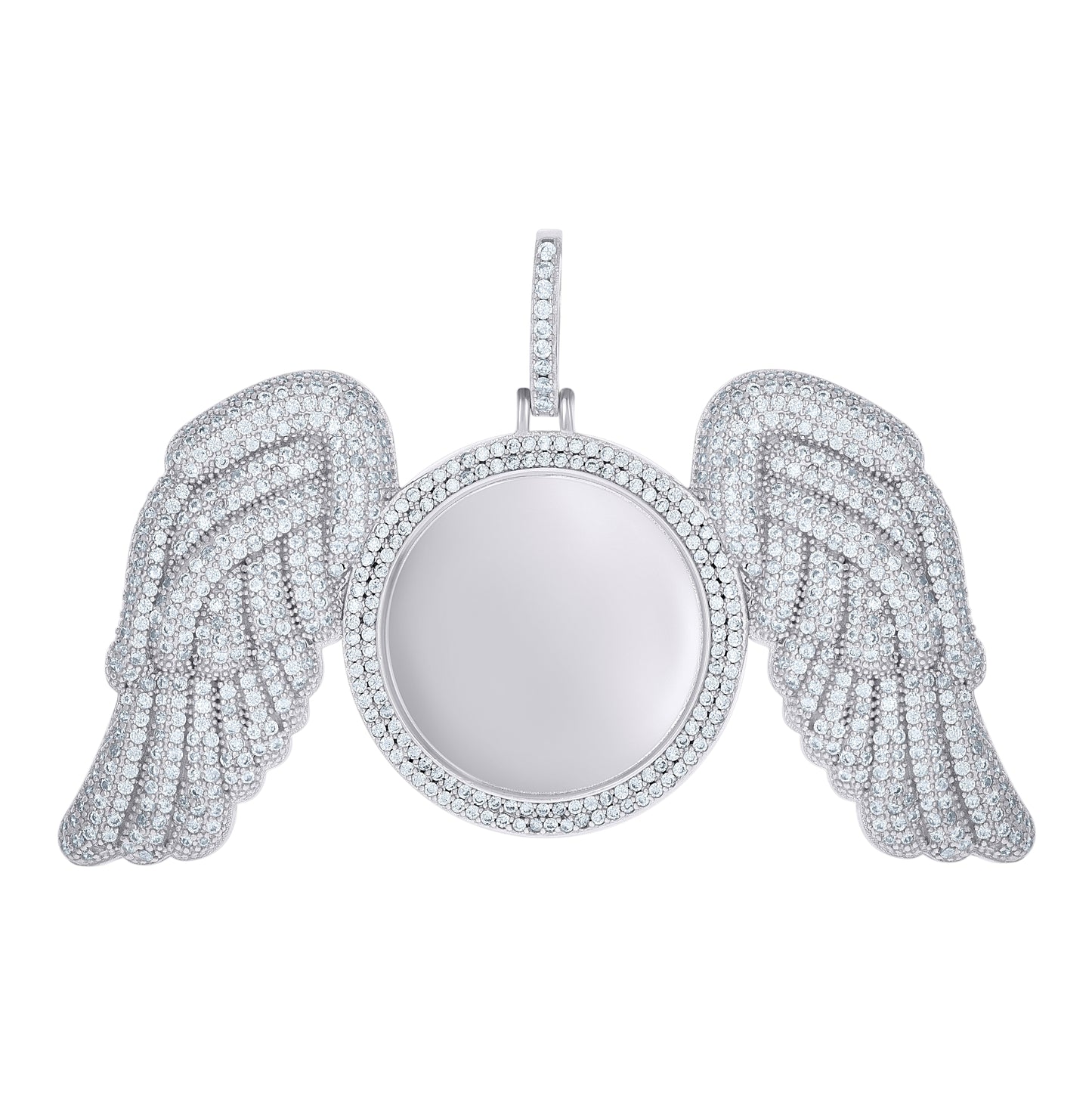 Sterling Silver Mens Cubic-Zirconia Flying Picture Frame Charm Pendant
