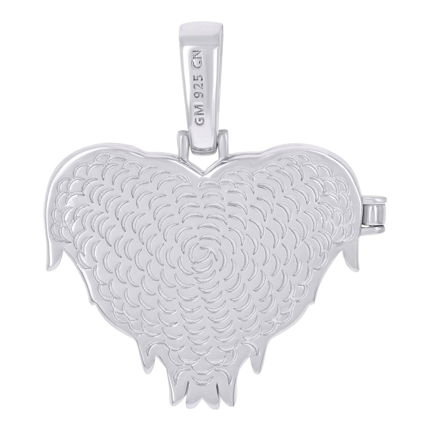 Sterling Silver Or Yellow-Tone Mens Cubic-Zirconia Heart Picture Frame Charm Pendant