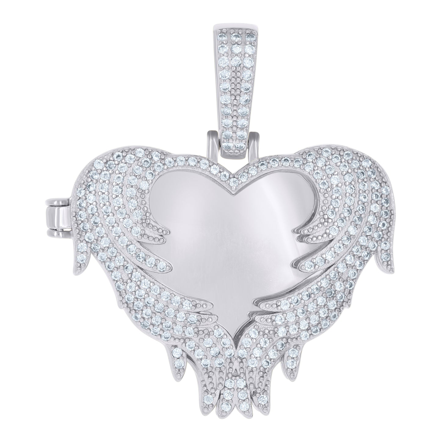 Sterling Silver Or Yellow-Tone Mens Cubic-Zirconia Heart Picture Frame Charm Pendant