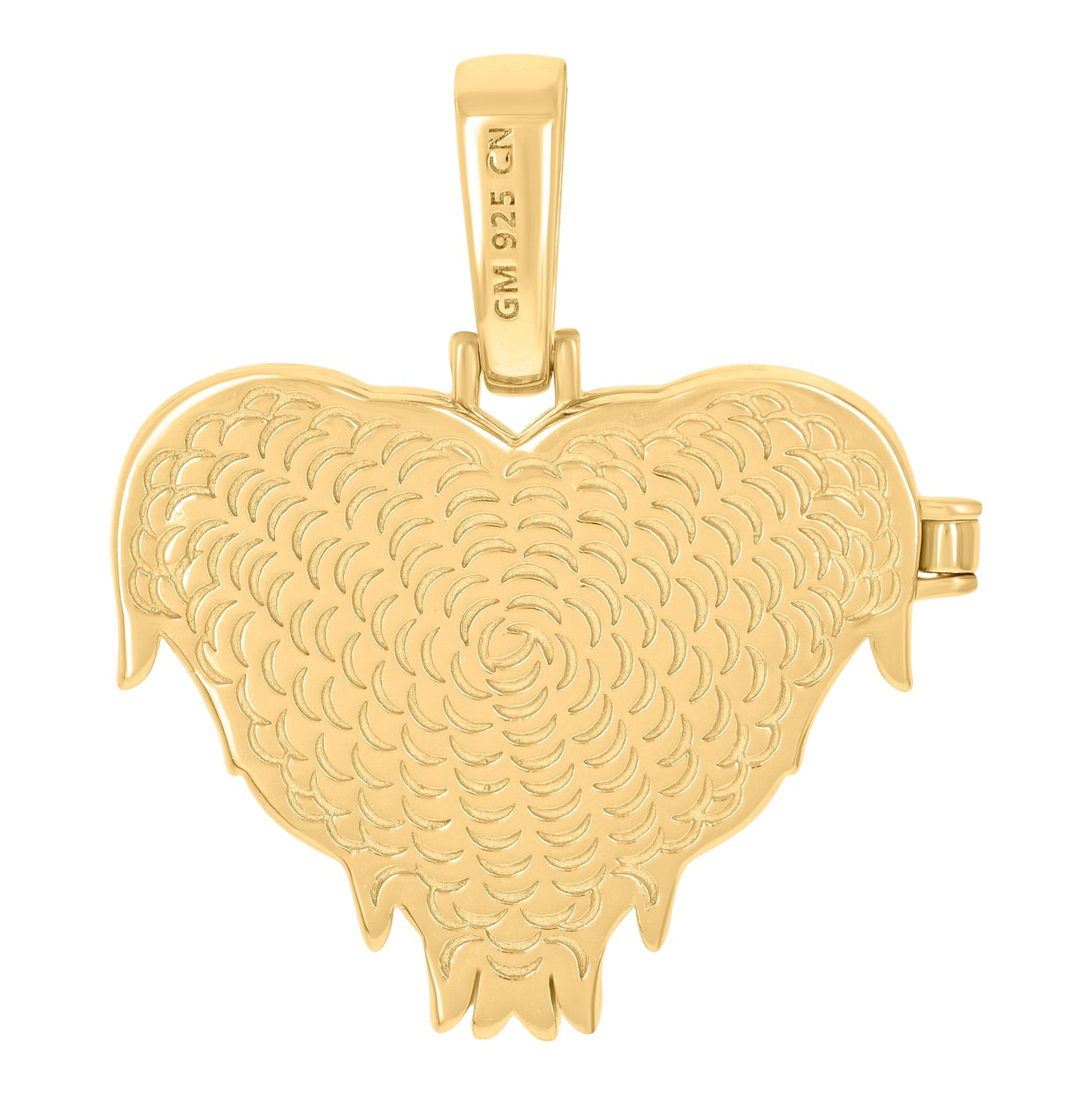 Sterling Silver Or Yellow-Tone Mens Cubic-Zirconia Heart Picture Frame Charm Pendant