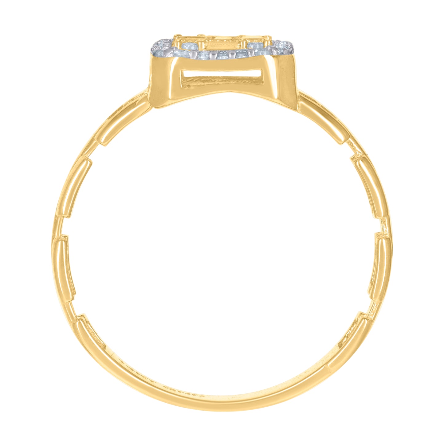14K Two-tone Gold Mens Baguette Round Cubic-Zirconia Fashion Ring