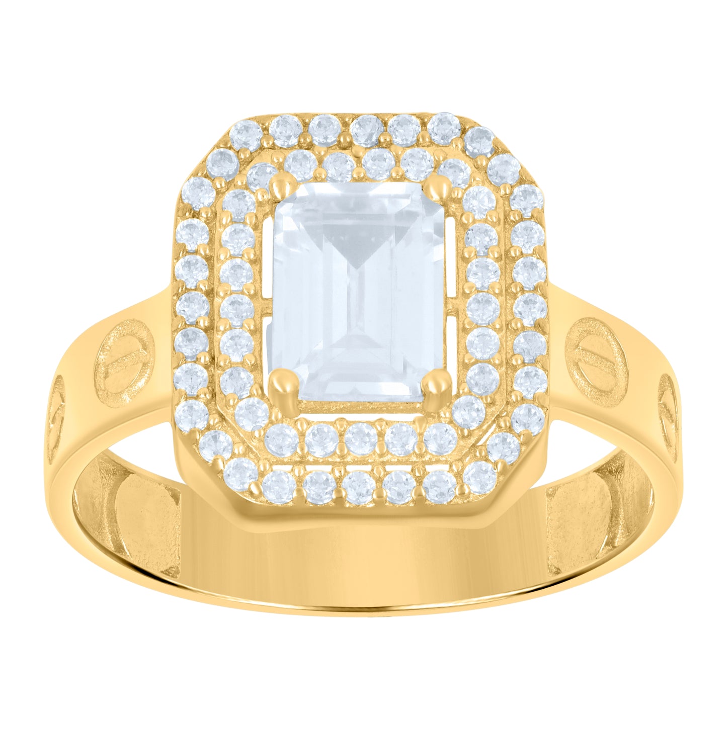 14K Yellow Gold Womens Cubic-Zirconia Fashion Ring