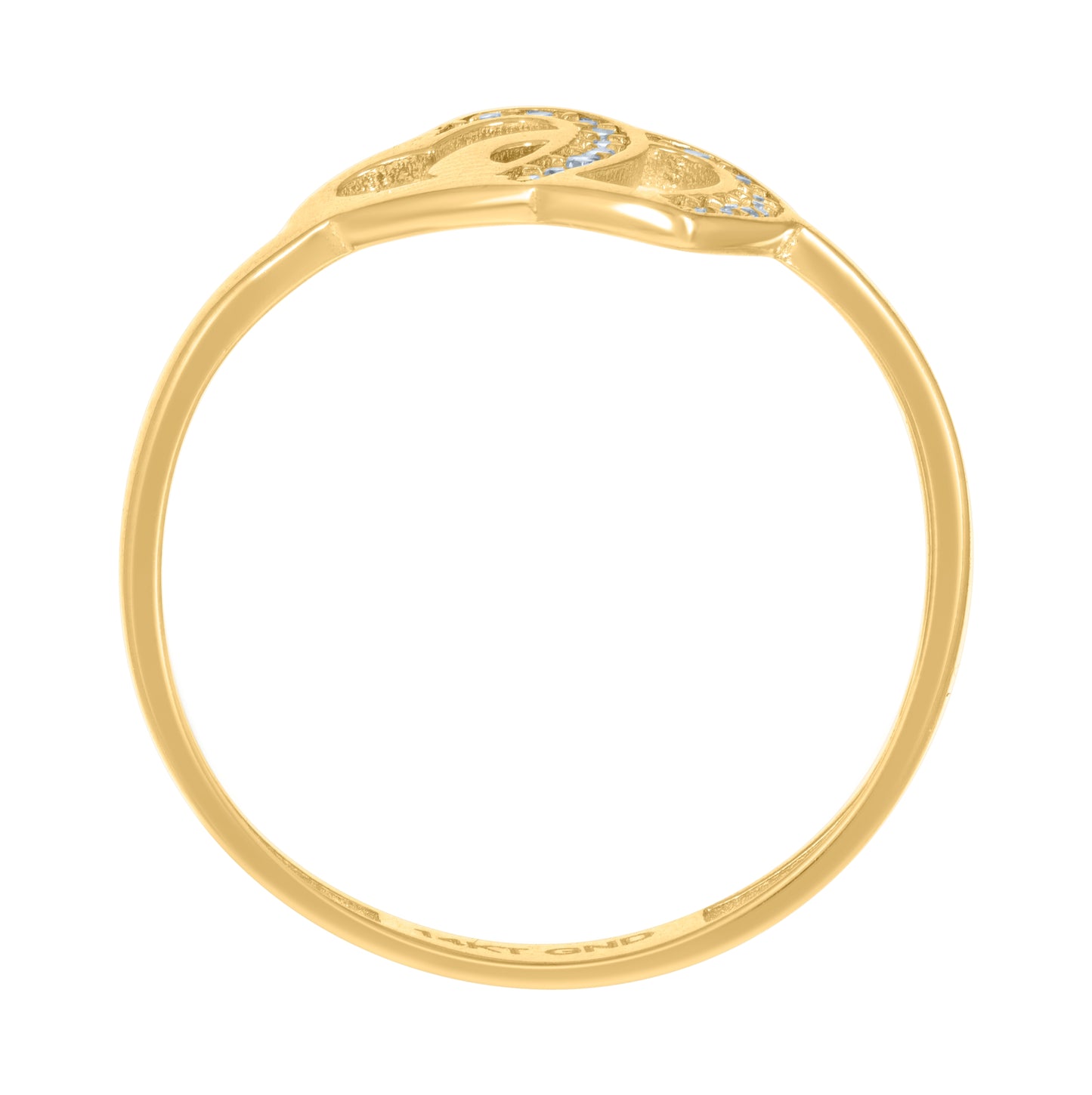 14K Yellow Gold Womens Cubic-Zirconia Intertwined Hearts Ring