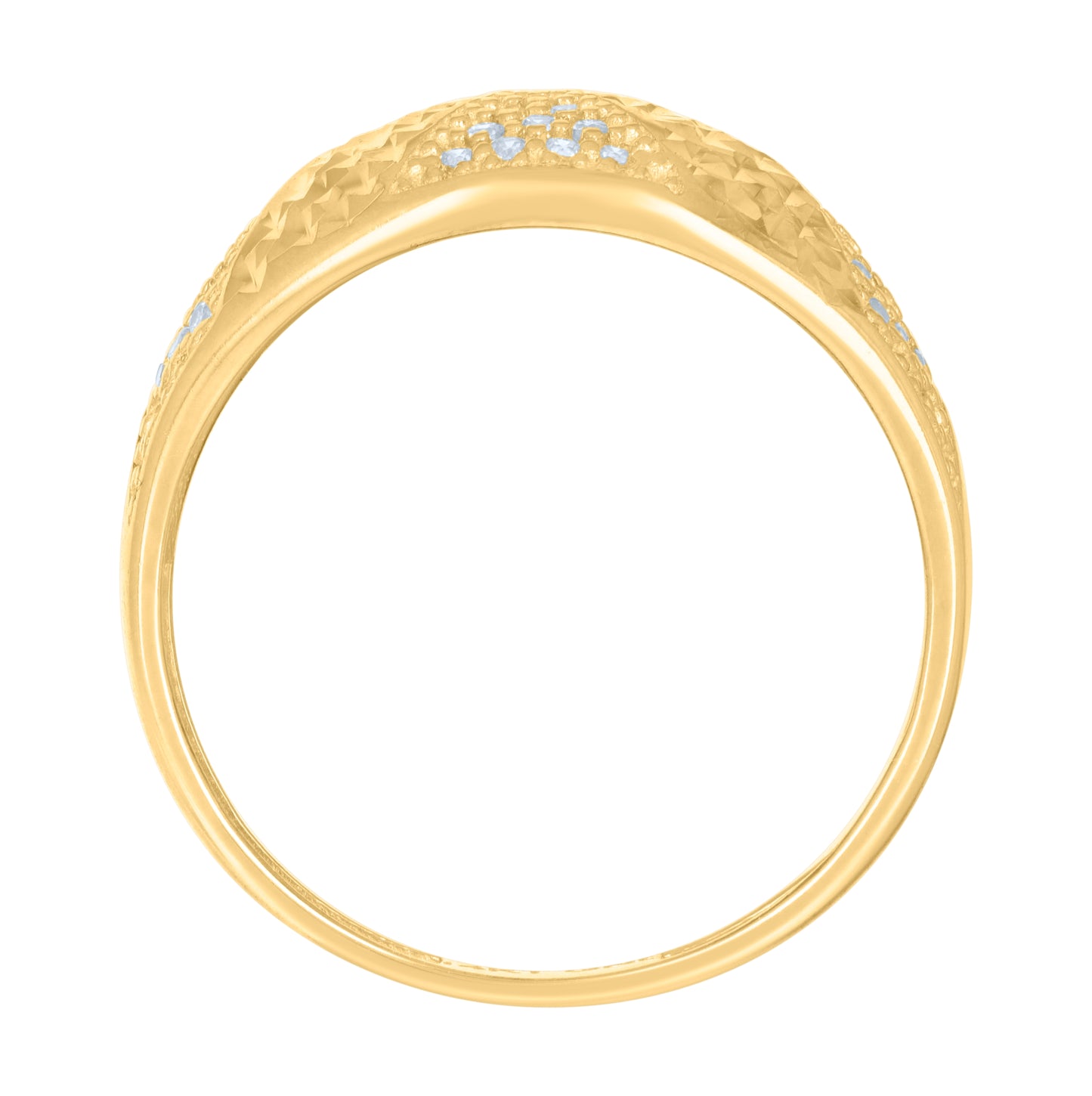 14K Yellow Gold Womens Cubic-Zirconia Fashion Ring
