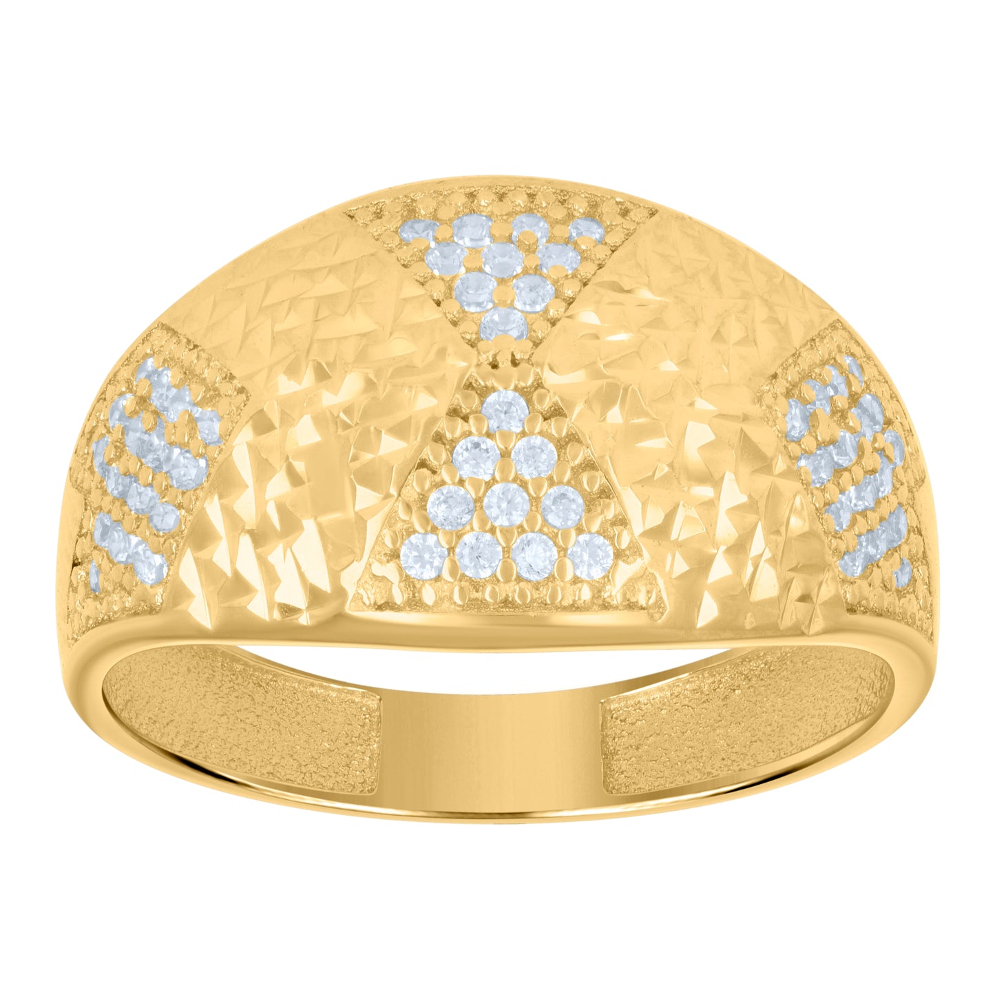 14K Yellow Gold Womens Cubic-Zirconia Fashion Ring