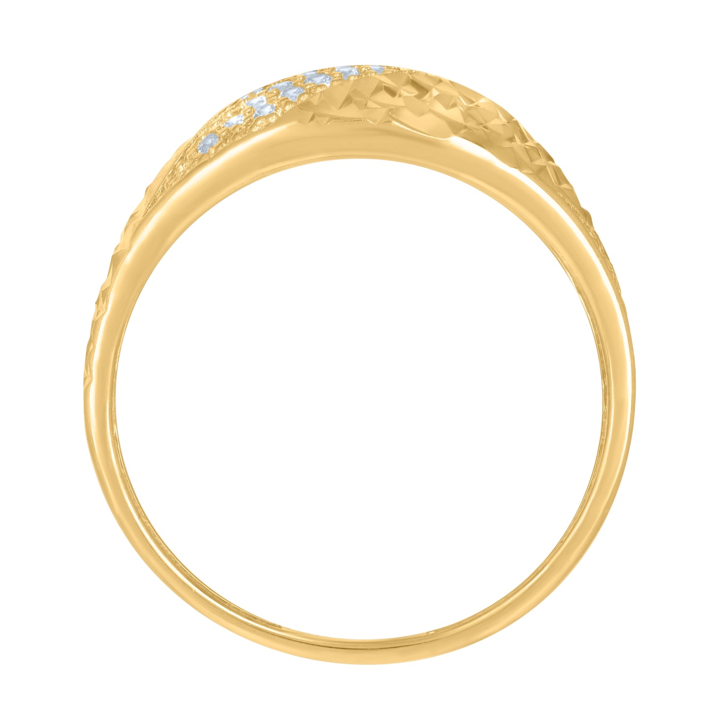 14K Yellow Gold Womens Cubic-Zirconia Fashion Ring