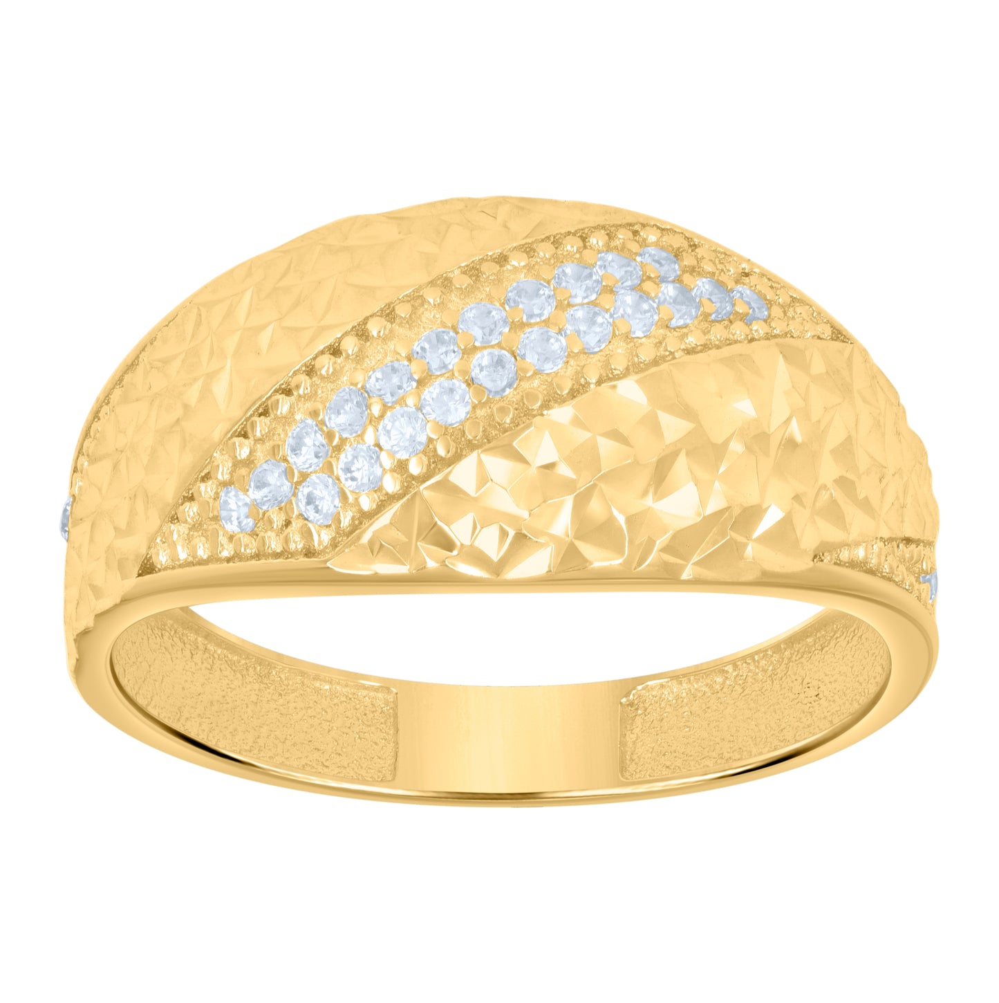 14K Yellow Gold Womens Cubic-Zirconia Fashion Ring