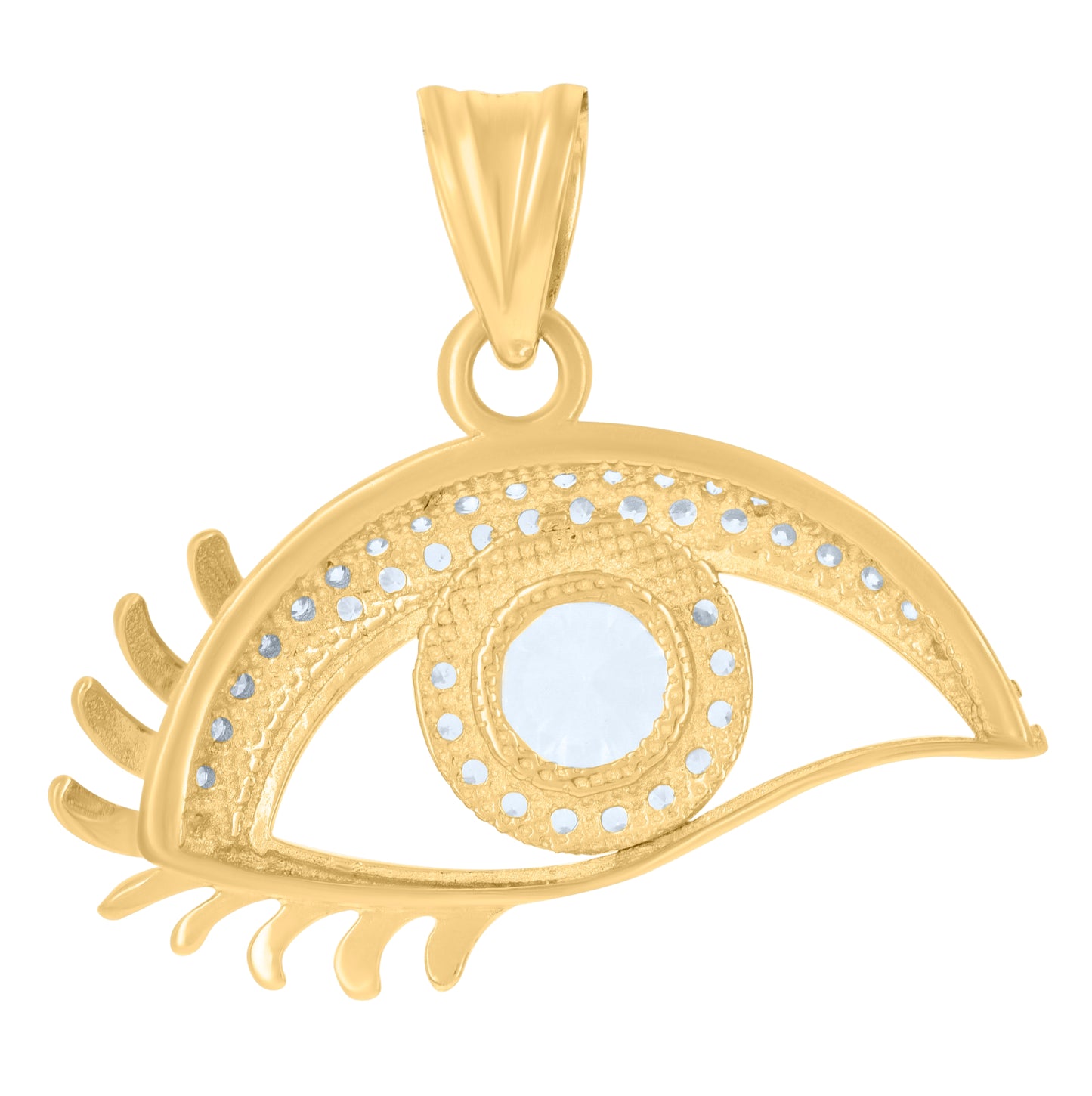 10K Yellow Gold Womens Cubic-Zirconia Human Eye Fashion Charm Pendant