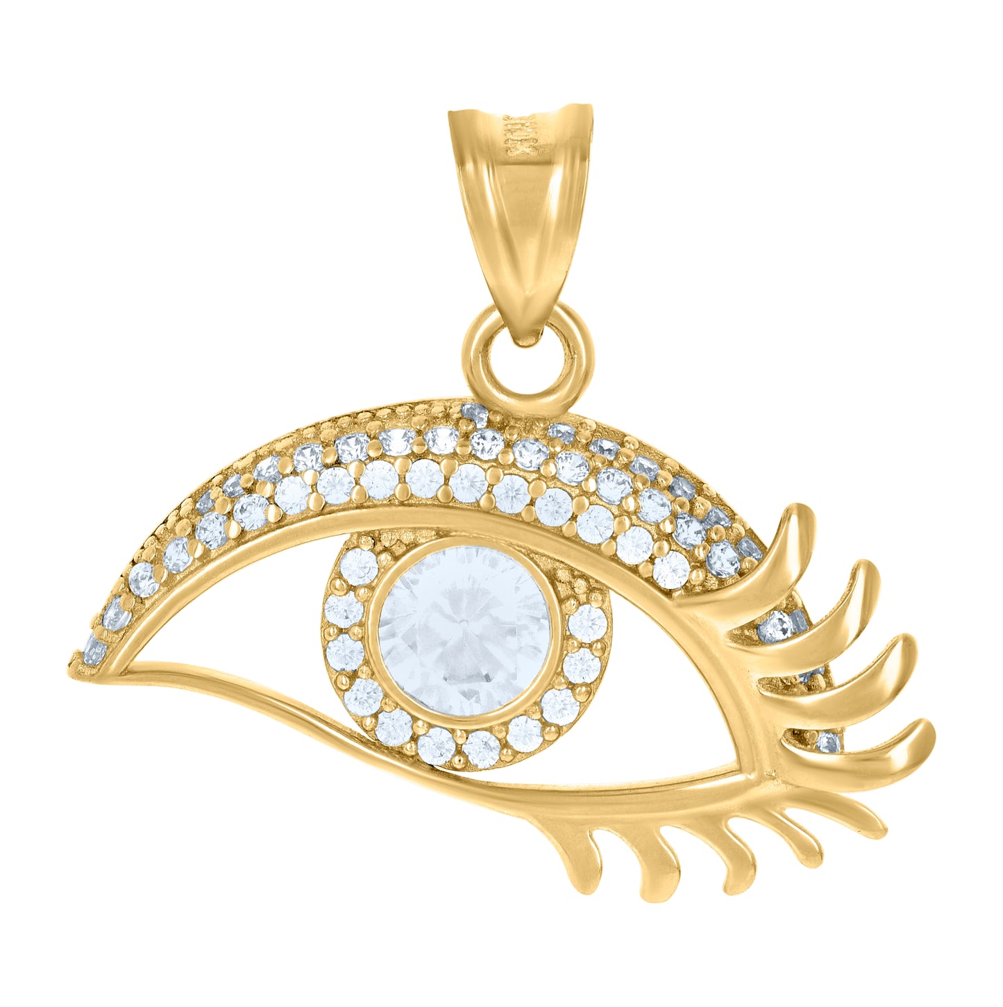 10K Yellow Gold Womens Cubic-Zirconia Human Eye Fashion Charm Pendant